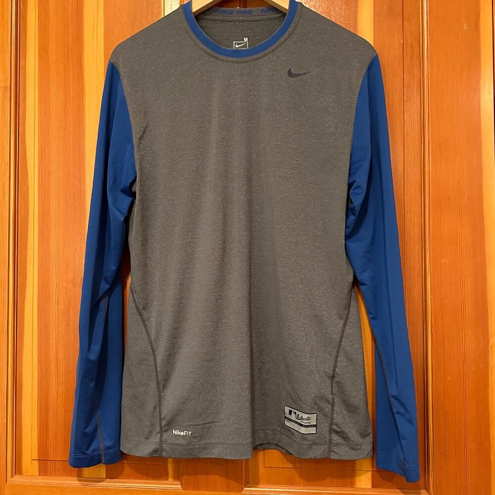 [Nike] Official MLB Athletic Long Sleeve Shirt Gray and Blue - Size M